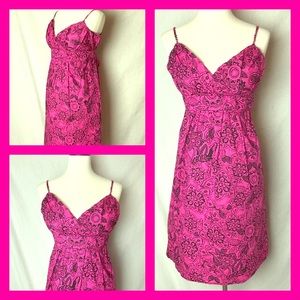 Roulette Floral Pink & Black Sun Dress Sz 10
